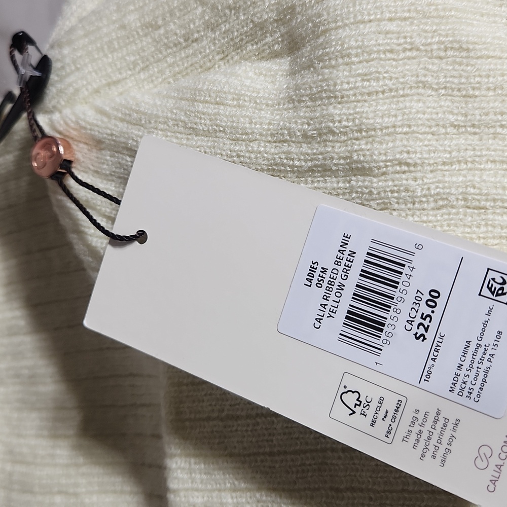 Calia ribbed beanie off white or lighting yellow maybe 🤔 💛  NWT - Picture 3 of 5